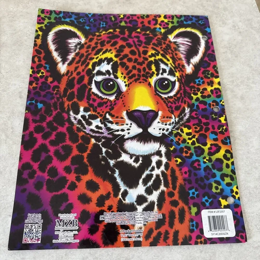 Lot Of 2 Lisa Frank folders Leopard Puppy Dog Ice Cream Treats 2014 Colorful ￼